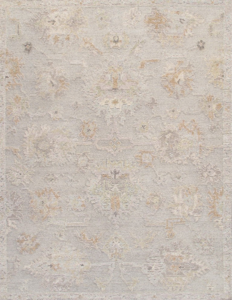 Pasargad Pasargad Oushak Hand-Knotted Silver Wool Runner 2'9" x 11'0" — Plush Geometric Hallway Rug, Durable Elegance PLO-106 3X11