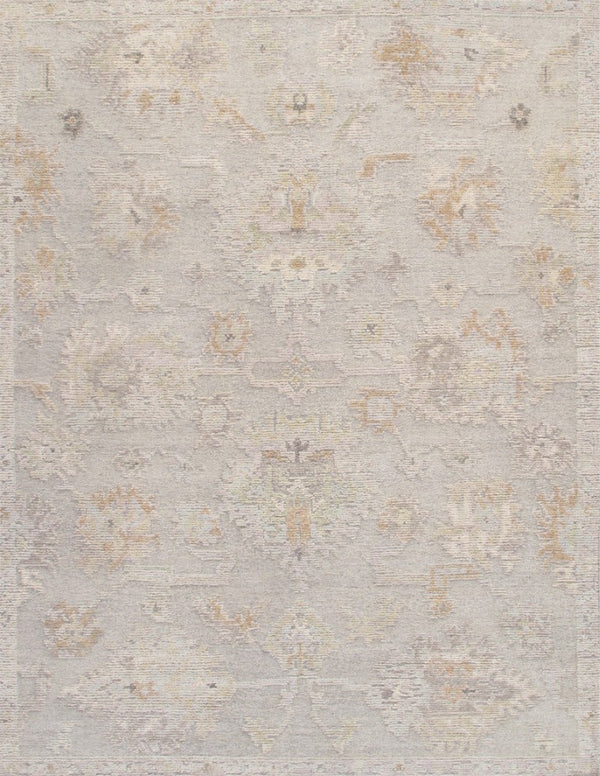 Pasargad Pasargad Oushak Hand-Knotted Silver Wool Runner 2'9" x 11'0" — Plush Geometric Hallway Rug, Durable Elegance PLO-106 3X11