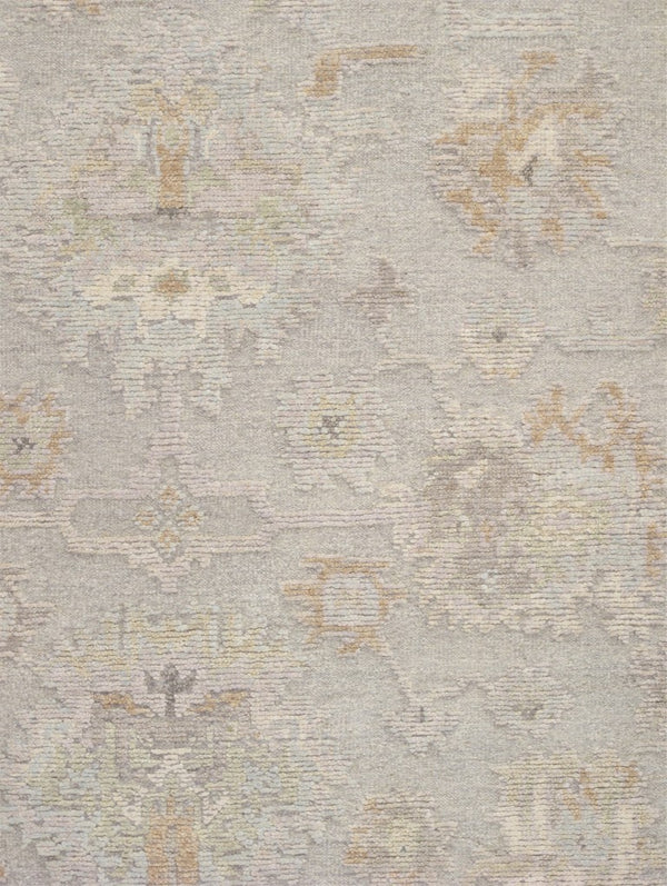 Pasargad Pasargad Oushak Hand-Knotted Silver Wool Runner 2'9" x 11'0" — Plush Geometric Hallway Rug, Durable Elegance PLO-106 3X11