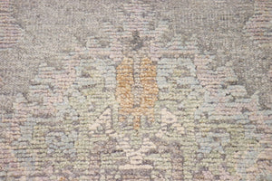Pasargad Pasargad Oushak Hand-Knotted Silver Wool Runner 2'9" x 11'0" — Plush Geometric Hallway Rug, Durable Elegance PLO-106 3X11