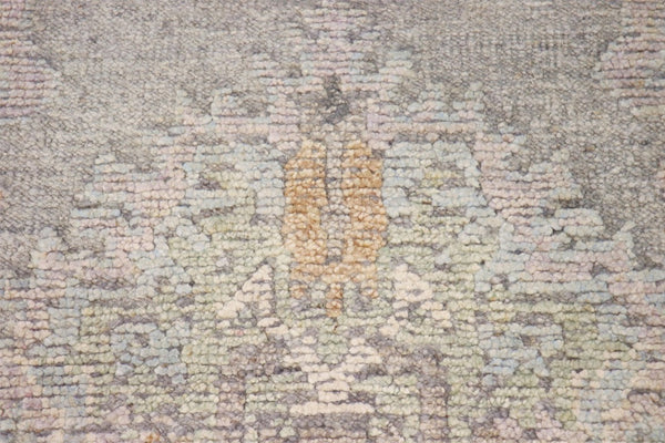 Pasargad Pasargad Oushak Hand-Knotted Silver Wool Runner 2'9" x 11'0" — Plush Geometric Hallway Rug, Durable Elegance PLO-106 3X11