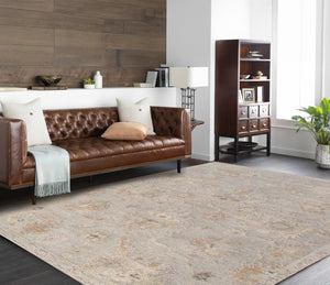 Pasargad Pasargad Oushak Hand-Knotted Silver Wool Runner 2'9" x 11'0" — Plush Geometric Hallway Rug, Durable Elegance PLO-106 3X11