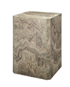 Jamie Young Co. Vale Veneer Side Table In Sand Grey With Strata Wood Grain Veneer, Chamfered Corners & Neutral Style 20VALE-STSA