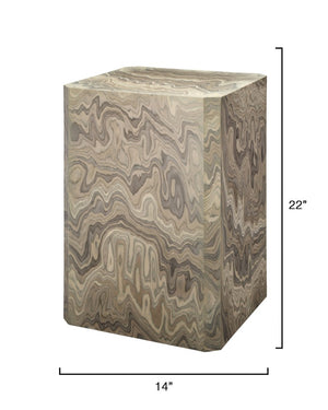 Jamie Young Co. Vale Veneer Side Table In Sand Grey With Strata Wood Grain Veneer, Chamfered Corners & Neutral Style 20VALE-STSA