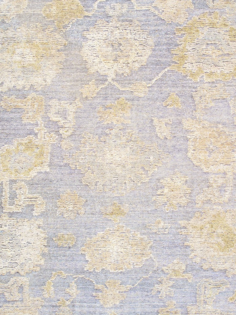Pasargad Pasargad Hand-Knotted Oushak Wool Rug 9'1"x10'3" Grey Blue Geometric Vintage Finish, Durable Elegance PLO-110 9X10