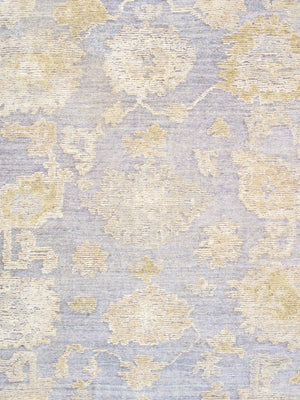 Pasargad Pasargad Hand-Knotted Oushak Wool Rug 9'1"x10'3" Grey Blue Geometric Vintage Finish, Durable Elegance PLO-110 9X10