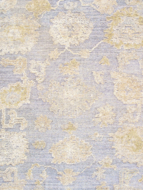 Pasargad Pasargad Hand-Knotted Oushak Wool Rug 9'1"x10'3" Grey Blue Geometric Vintage Finish, Durable Elegance PLO-110 9X10