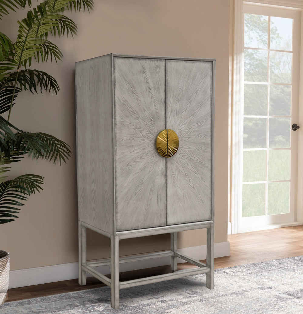 Pasargad Pasargad Home Oliver Glamour Bar Cabinet With Mirrored Back Shelf And Gold Accents PPH-C1