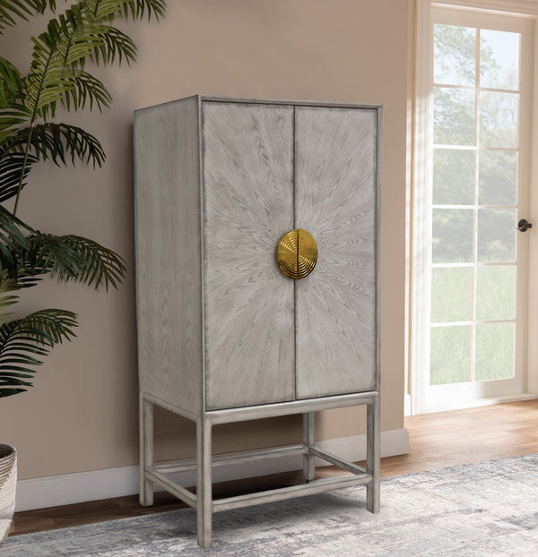 Pasargad Pasargad Home Oliver Glamour Bar Cabinet With Mirrored Back Shelf And Gold Accents PPH-C1