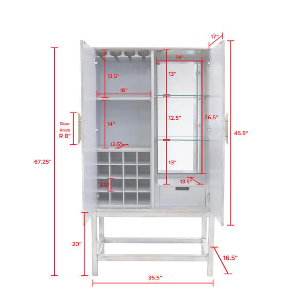 Pasargad Pasargad Home Oliver Glamour Bar Cabinet With Mirrored Back Shelf And Gold Accents PPH-C1