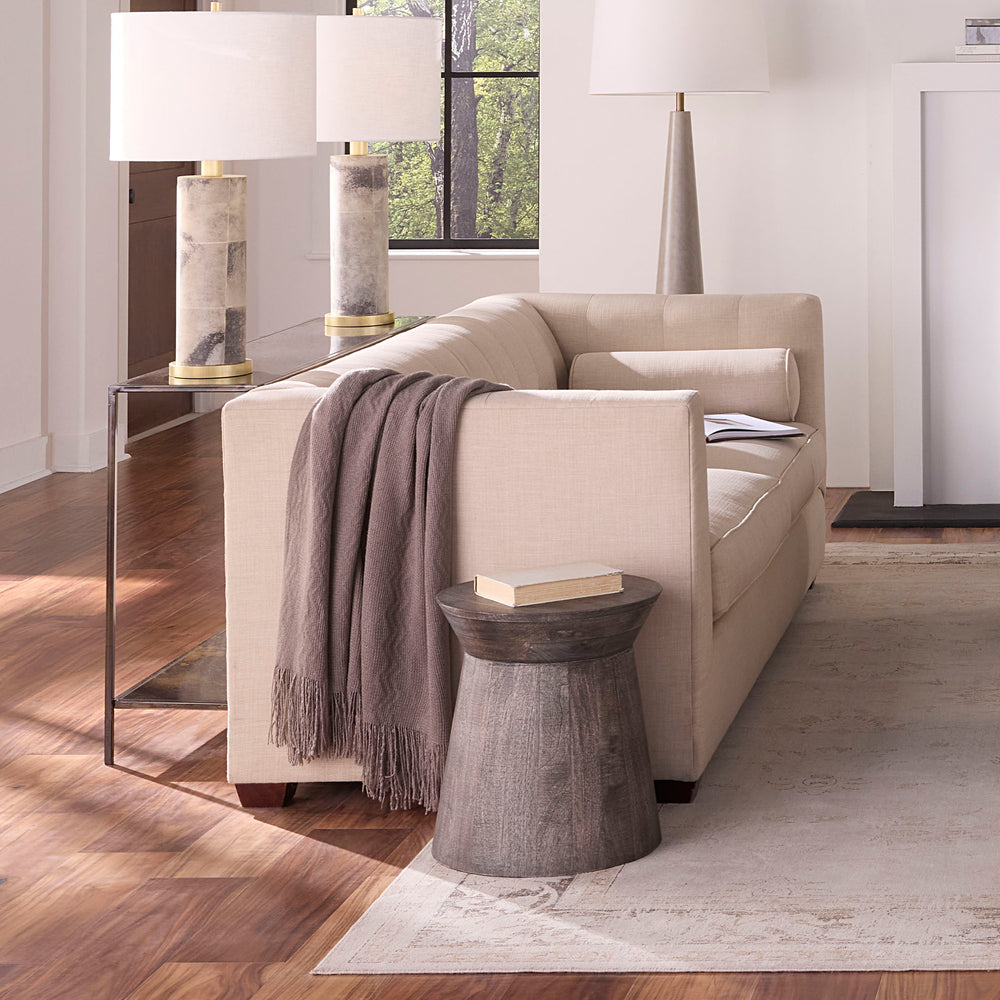 Jamie Young Co. Porcini Handcrafted Mango Wood Side Table In Grey Wash — Sculptural Rounded Accent For Small Spaces 20PORC-STGR