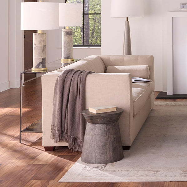 Jamie Young Co. Porcini Handcrafted Mango Wood Side Table In Grey Wash — Sculptural Rounded Accent For Small Spaces 20PORC-STGR