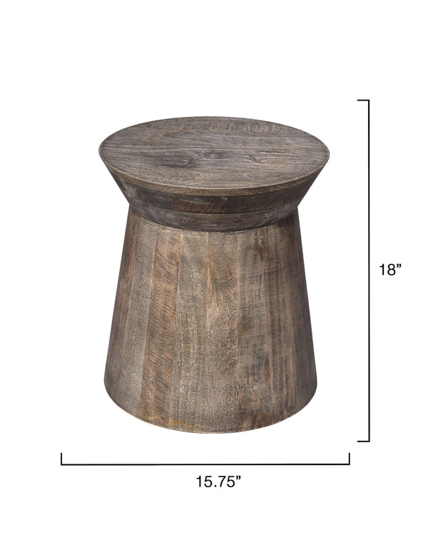 Jamie Young Co. Porcini Handcrafted Mango Wood Side Table In Grey Wash — Sculptural Rounded Accent For Small Spaces 20PORC-STGR