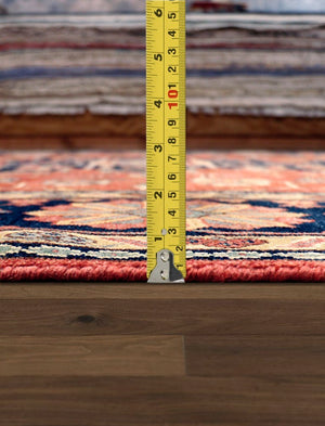 Pasargad Pasargad Serapi Hand-Knotted Wool Rug 4'10" x 8'0" — Rust & Navy Vintage Patina, Durable Artisanal Pile PSJ-23A 5x8