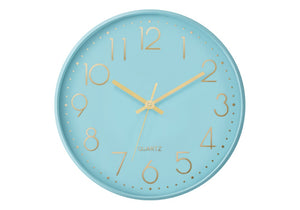 Monarch Specialties Clocks, 12" Round Wall Clock With Silent Quartz Movement, Glass Cover, Modern Living Decor BLUE,GOLD I 9109