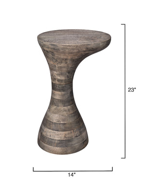 Jamie Young Co. Toadstool Sculptural Wood Side Table Gray-Wash Mango Grain, Compact 23"H Accent Table For Small Spaces 20TOAD-STGR