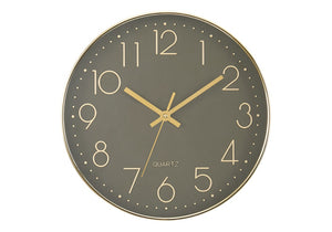 Monarch Specialties Clocks, 12" Round Wall Clock With Dark Bronze Face And Shimmer Frame — Silent Quartz, Modern Style BLACK,GOLD I 9110