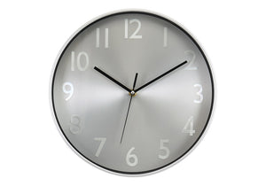 Monarch Specialties Clocks, 12" Round Wall Clock With Metallic Face And Silent Quartz Movement For Modern Rooms SILVER,BLACK I 9111