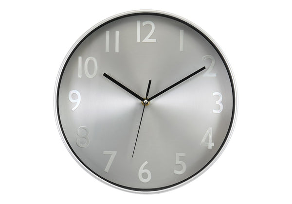 Monarch Specialties Clocks, 12" Round Wall Clock With Metallic Face And Silent Quartz Movement For Modern Rooms SILVER,BLACK I 9111