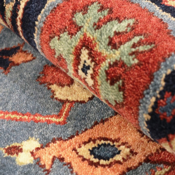 Pasargad Pasargad Serapi Hand-Knotted Wool Rug in Rust & Navy — 100% Hand-Spun Wool, Vintage Patina, Plush Durable Texture 8' 0'' X 10' 1'' PB-1058 8X10