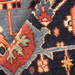 Pasargad Pasargad Serapi Hand-Knotted Wool Rug in Rust & Navy — 100% Hand-Spun Wool, Vintage Patina, Plush Durable Texture 8' 0'' X 10' 1'' PB-1058 8X10