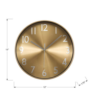 Monarch Specialties Clocks, 12" Round Wall Clock With Metallic Face And Quiet Quartz Movement For Modern Spaces GOLD,BLACK,SILVER I 9112