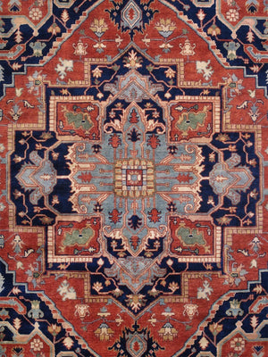 Pasargad Pasargad Serapi Hand-Knotted Wool Rug with Tribal Motifs, Aged Patina, Durable Luxe Texture 11'11'' X 15' 3'' PB-20 12X15