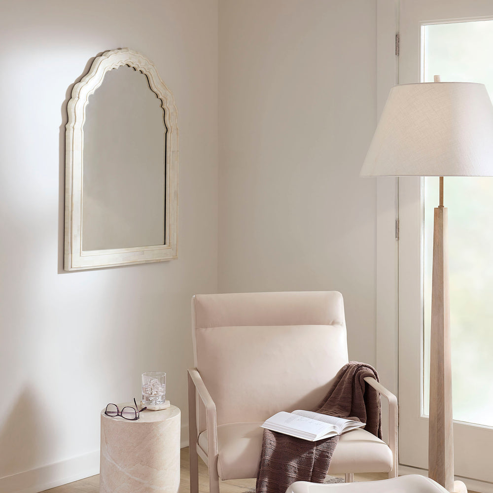 Jamie Young Co. Chateau Camel Bone Arch Mirror — Handcrafted Inlay, Large Elegant Arched Focal Point For Entryways 6CHAT-MIWH