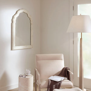 Jamie Young Co. Chateau Camel Bone Arch Mirror — Handcrafted Inlay, Large Elegant Arched Focal Point For Entryways 6CHAT-MIWH