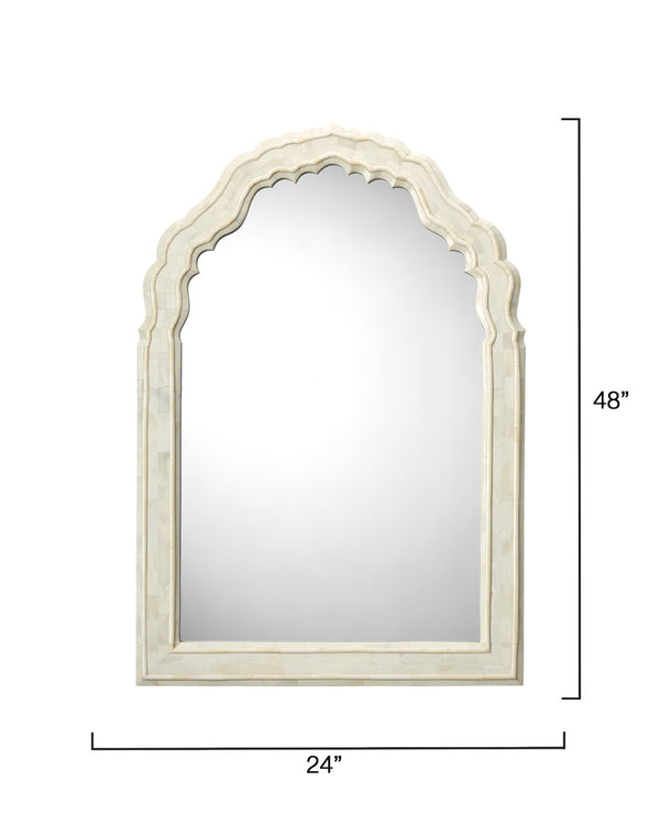 Jamie Young Co. Chateau Camel Bone Arch Mirror — Handcrafted Inlay, Large Elegant Arched Focal Point For Entryways 6CHAT-MIWH