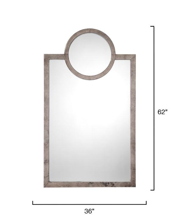 Jamie Young Co. Keystone Vellumn Wall Mirror — Large Art Deco Grey Vellum Frame, Handcrafted High-Gloss Accent Piece 62"H x 36"W x 1.5"D 6KEYS-MIDO