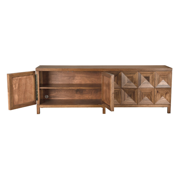 Quadrant Geometric 4 Door Walnut Veneer Sideboard Modern Storage for Dining Rooms