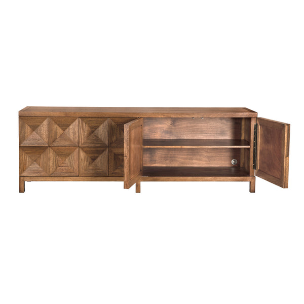 Quadrant Geometric 4 Door Walnut Veneer Sideboard Modern Storage for Dining Rooms