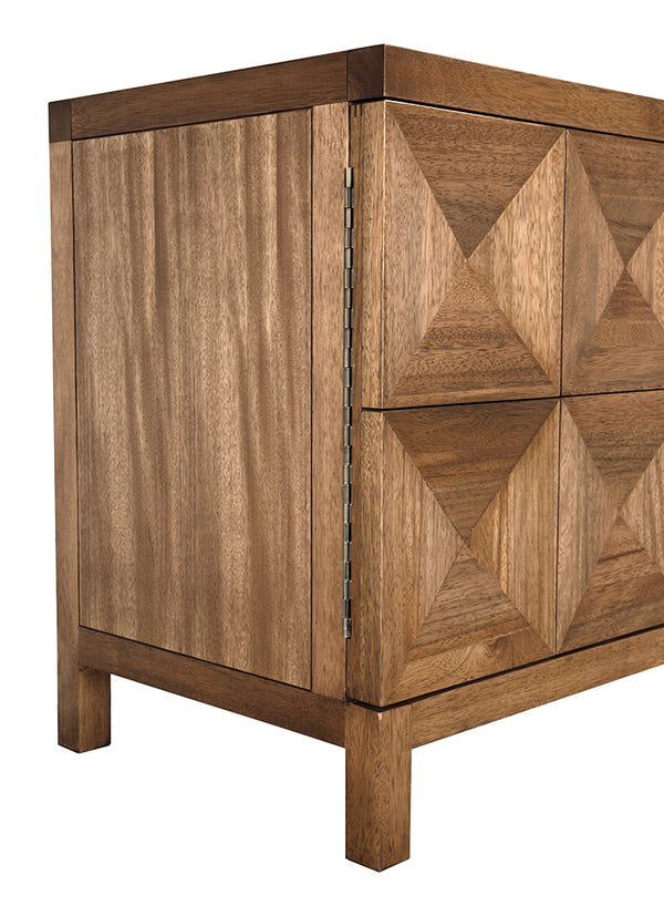 Quadrant Geometric 4 Door Walnut Veneer Sideboard Modern Storage for Dining Rooms
