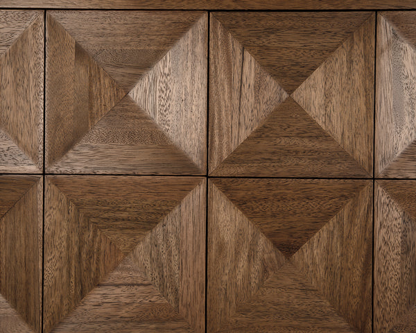 Quadrant Geometric 4 Door Walnut Veneer Sideboard Modern Storage for Dining Rooms