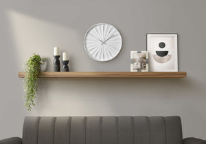 Monarch Specialties Clocks, 12" Round Contemporary Wall Clock With Silent Quartz Movement, Silver Hands, Starburst Design WHITE I 9114