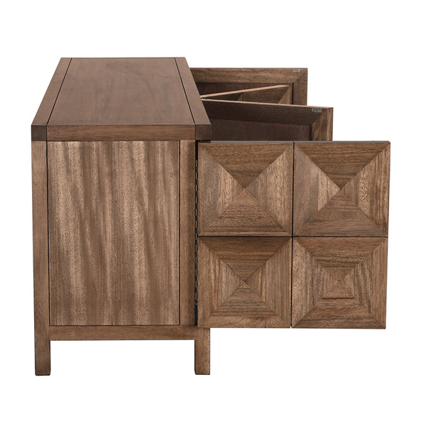 Quadrant Geometric 4 Door Walnut Veneer Sideboard Modern Storage for Dining Rooms