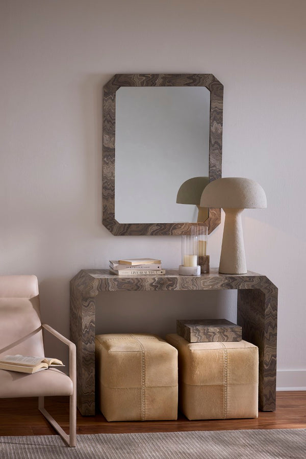 Jamie Young Co. Ravine Wood Wall Mirror Sand Grey – 3X4ft Neutral Layered Veneer Frame, Vertical/Horizontal Mounting 6RAVI-MISA