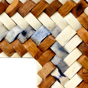 Jamie Young Co. Interwoven Handcrafted Wood & Buffalo Bone Rectangle Mirror — Braided Inlay, Warm Organic Elegance 6INTE-MIBL