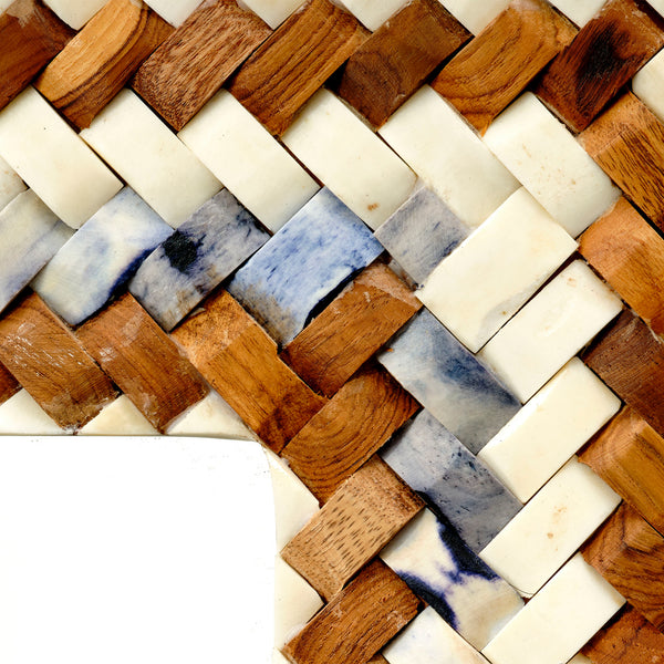 Jamie Young Co. Interwoven Handcrafted Wood & Buffalo Bone Rectangle Mirror — Braided Inlay, Warm Organic Elegance 6INTE-MIBL