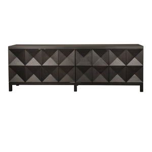 Quadrant Four Door Walnut Veneer Sideboard Modern Sculptural Storage for Dining or Living Room