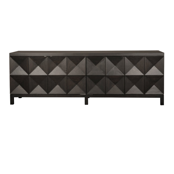 Quadrant Four Door Walnut Veneer Sideboard Modern Sculptural Storage for Dining or Living Room