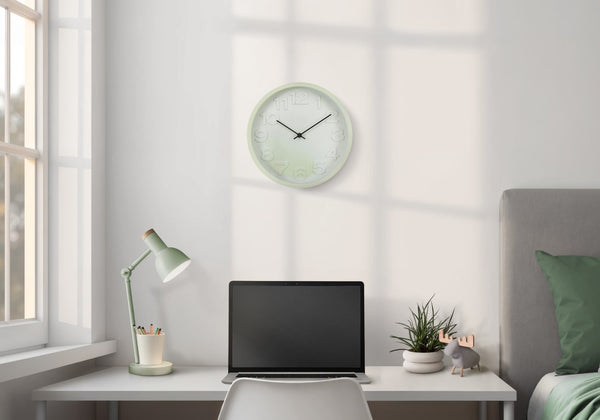Monarch Specialties Clocks, 12" Round Juvenile Wall Clock With Light Mint Dial, Silent Quartz Movement, Easy-Read Numbers, Modern Decor GREEN,BLACK,WHITE I 9117