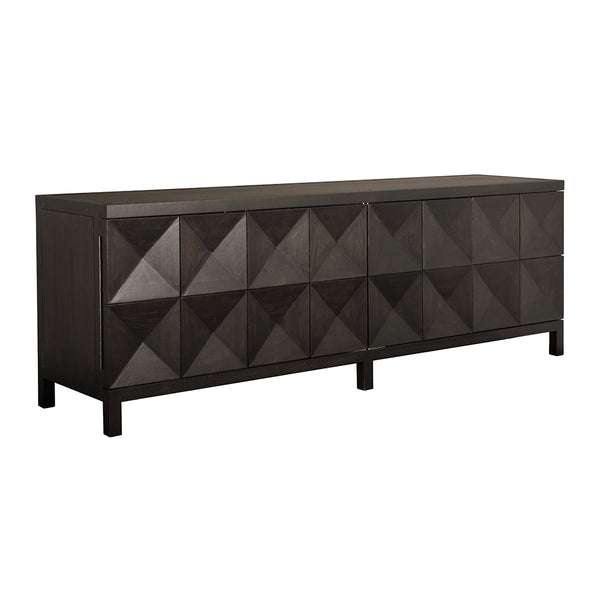 Quadrant Four Door Walnut Veneer Sideboard Modern Sculptural Storage for Dining or Living Room