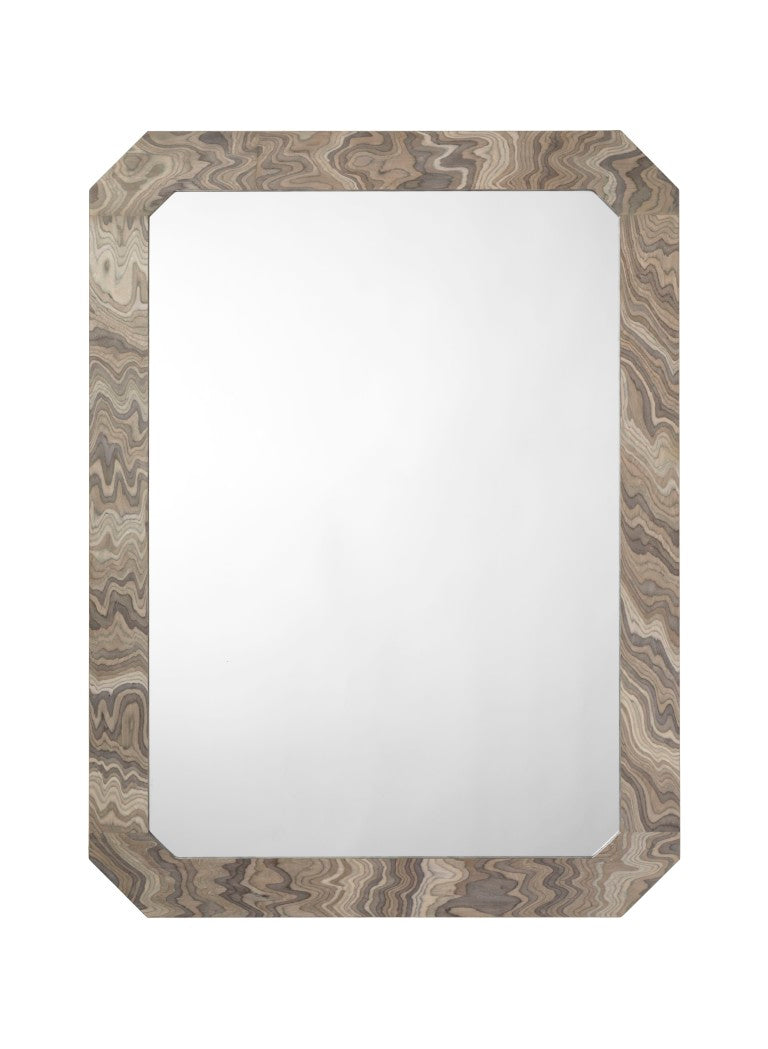 Jamie Young Co. Ravine Wood Wall Mirror Sand Grey – 3X4ft Neutral Layered Veneer Frame, Vertical/Horizontal Mounting 6RAVI-MISA