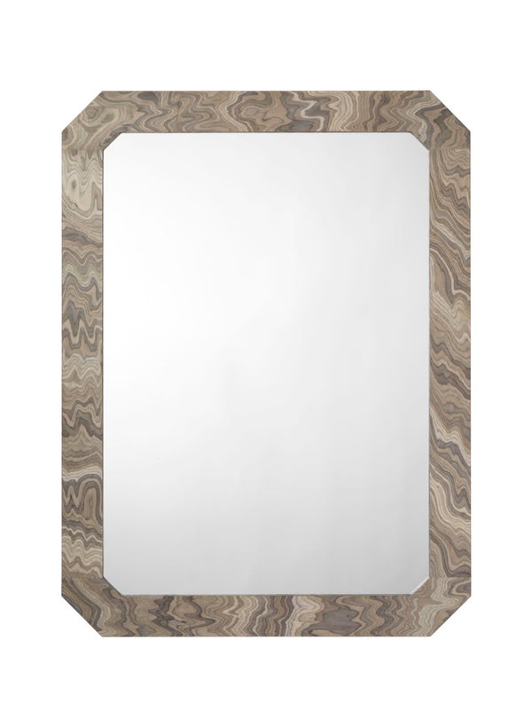 Jamie Young Co. Ravine Wood Wall Mirror Sand Grey – 3X4ft Neutral Layered Veneer Frame, Vertical/Horizontal Mounting 6RAVI-MISA