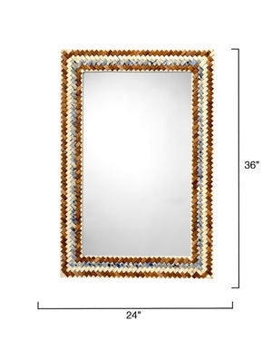 Jamie Young Co. Interwoven Handcrafted Wood & Buffalo Bone Rectangle Mirror — Braided Inlay, Warm Organic Elegance 6INTE-MIBL