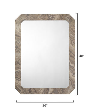 Jamie Young Co. Ravine Wood Wall Mirror Sand Grey – 3X4ft Neutral Layered Veneer Frame, Vertical/Horizontal Mounting 6RAVI-MISA