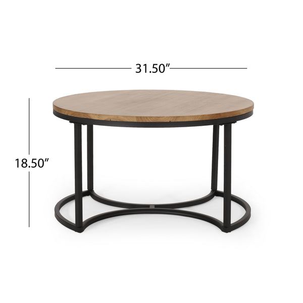 English Elm Christopher Knight Home® - COFFEE Modern Industrial Nesting Table Set — Wire‑Brushed Firwood Tops with Sturdy Iron Frame Durable Style Black 67141.00ANTBLK