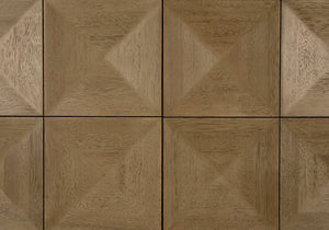 Quadrant Geometric Four Door Sideboard in Sculptural Walnut Veneer for Modern Dining Rooms